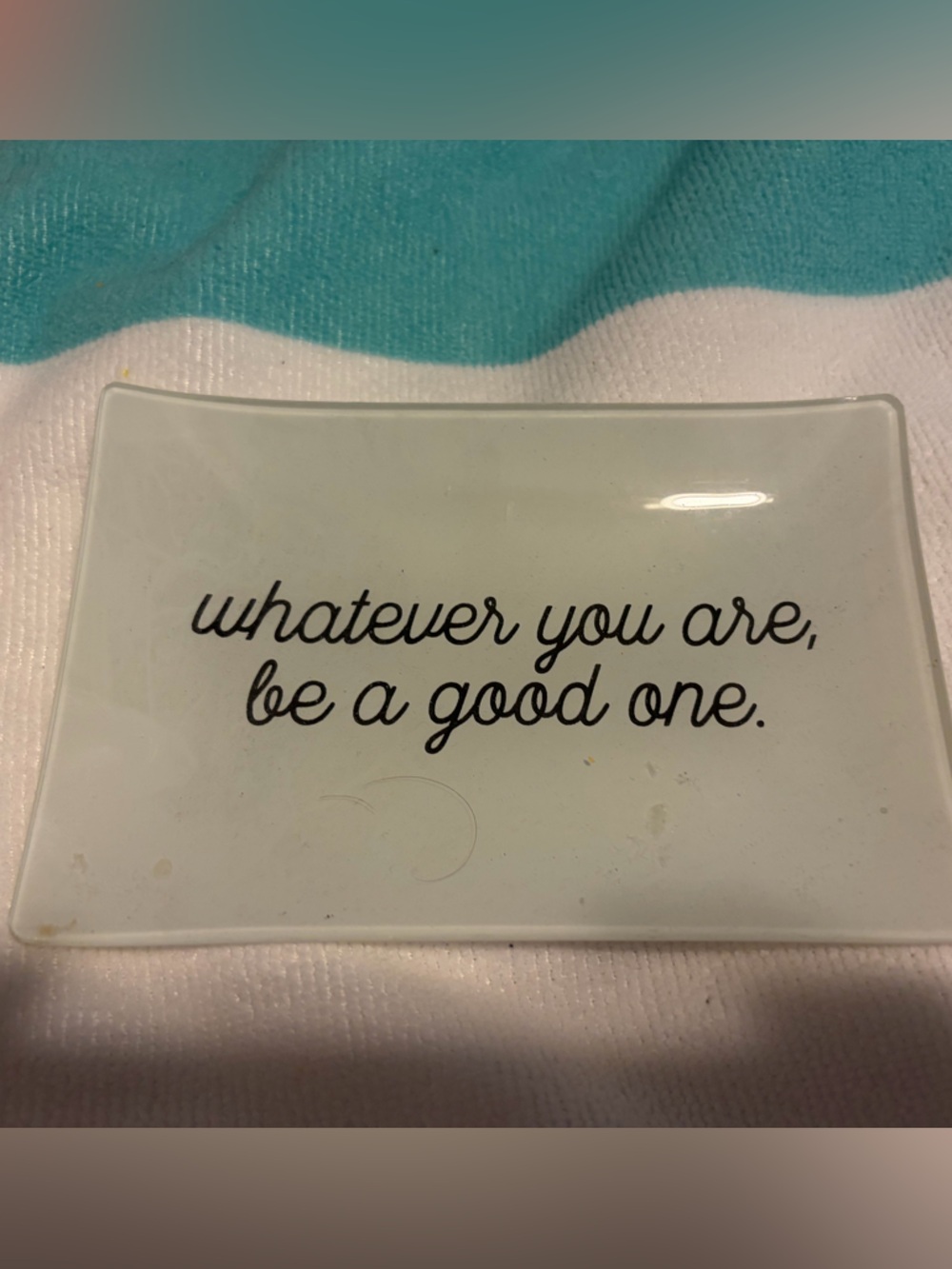 White Trinket Dish with Script Quote